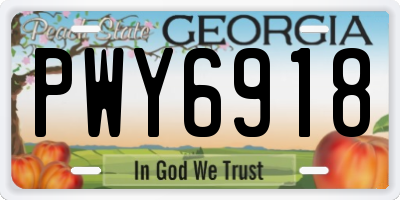 GA license plate PWY6918