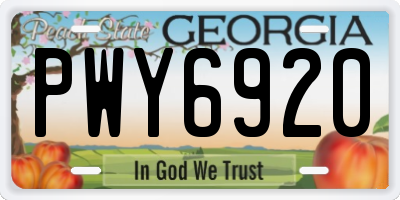 GA license plate PWY6920