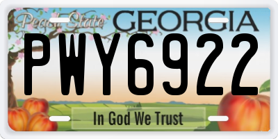 GA license plate PWY6922