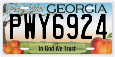 GA license plate PWY6924
