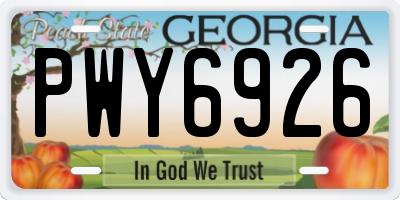 GA license plate PWY6926