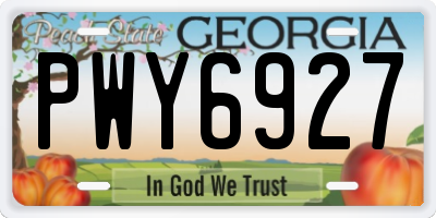 GA license plate PWY6927