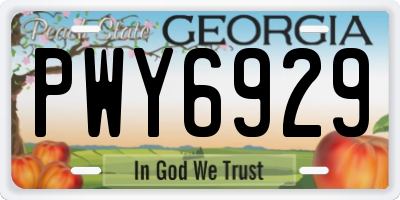GA license plate PWY6929