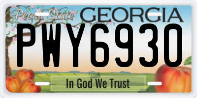 GA license plate PWY6930