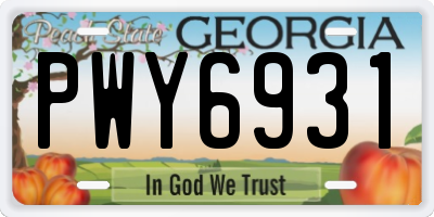 GA license plate PWY6931