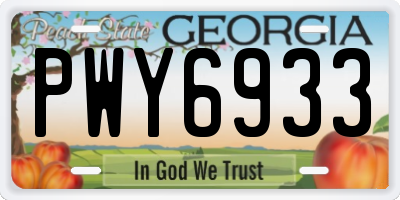 GA license plate PWY6933