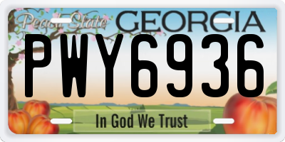 GA license plate PWY6936