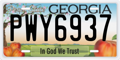 GA license plate PWY6937