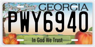 GA license plate PWY6940