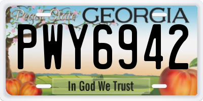 GA license plate PWY6942