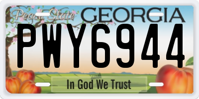 GA license plate PWY6944