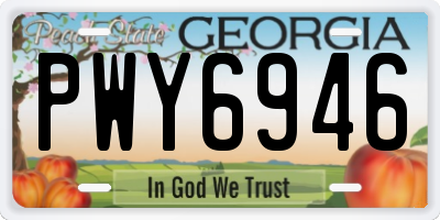 GA license plate PWY6946