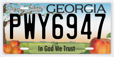GA license plate PWY6947