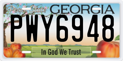 GA license plate PWY6948