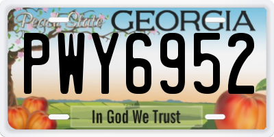 GA license plate PWY6952
