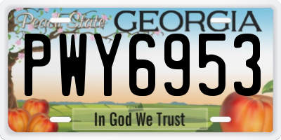 GA license plate PWY6953