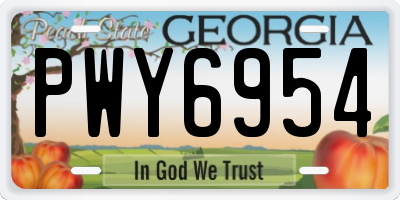 GA license plate PWY6954