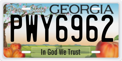 GA license plate PWY6962