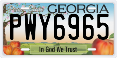 GA license plate PWY6965