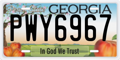 GA license plate PWY6967
