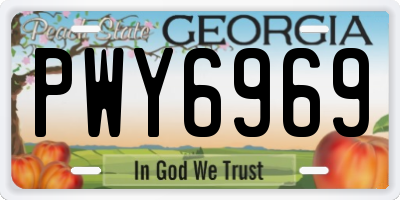 GA license plate PWY6969