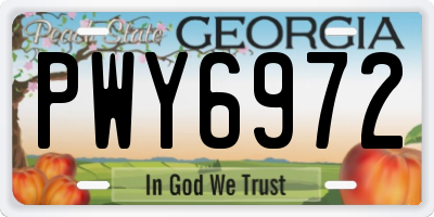 GA license plate PWY6972