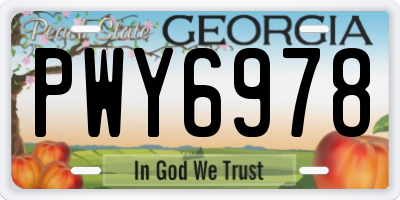 GA license plate PWY6978