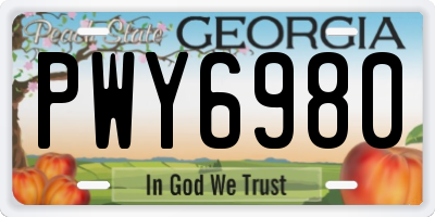 GA license plate PWY6980