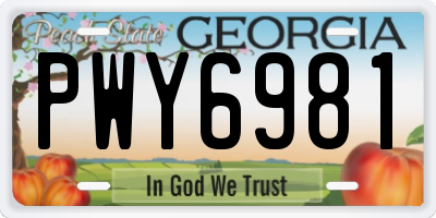 GA license plate PWY6981