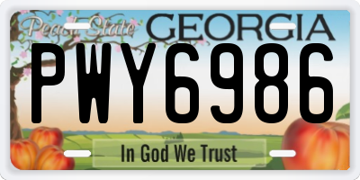 GA license plate PWY6986