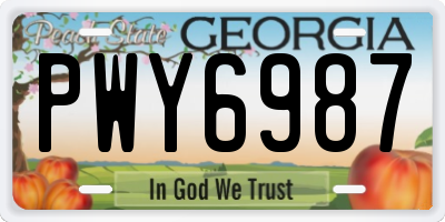 GA license plate PWY6987