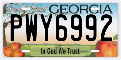 GA license plate PWY6992