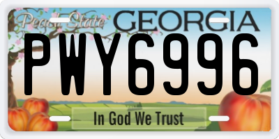 GA license plate PWY6996