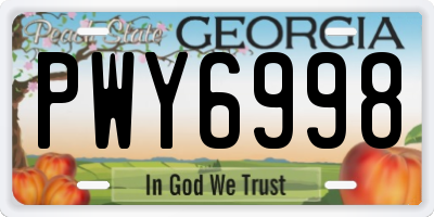 GA license plate PWY6998