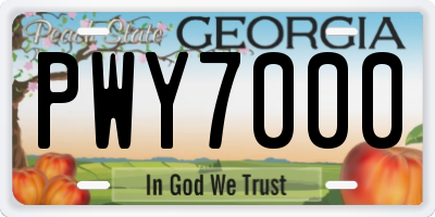 GA license plate PWY7000