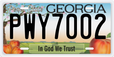 GA license plate PWY7002