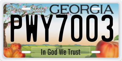 GA license plate PWY7003