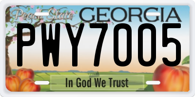 GA license plate PWY7005