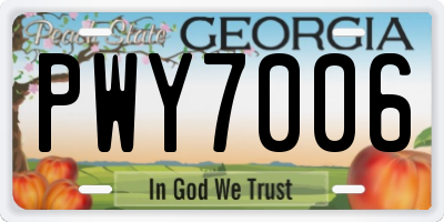 GA license plate PWY7006