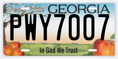GA license plate PWY7007