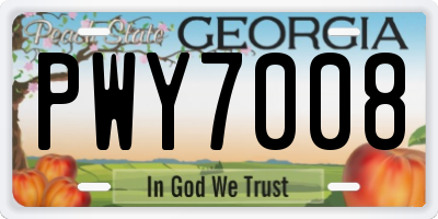 GA license plate PWY7008