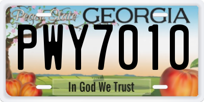 GA license plate PWY7010