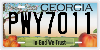 GA license plate PWY7011