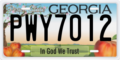 GA license plate PWY7012