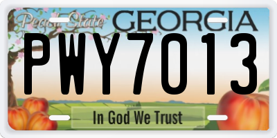 GA license plate PWY7013