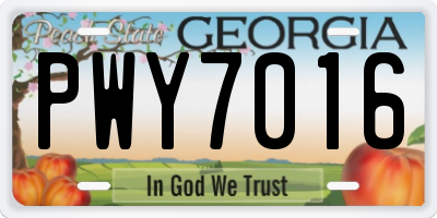 GA license plate PWY7016