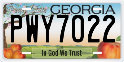 GA license plate PWY7022