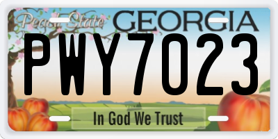 GA license plate PWY7023