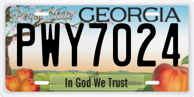 GA license plate PWY7024