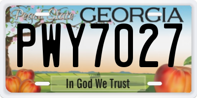 GA license plate PWY7027